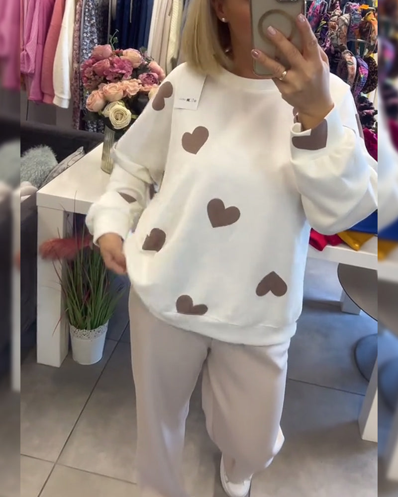 MILU | Pulover din amestec de bumbac cu inimioare