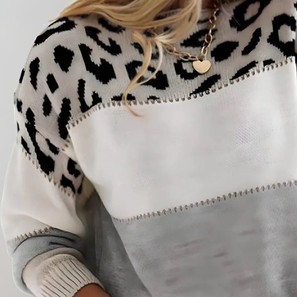 LEIA | Pulover casual cu imprimeu leopard